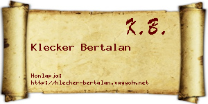 Klecker Bertalan névjegykártya